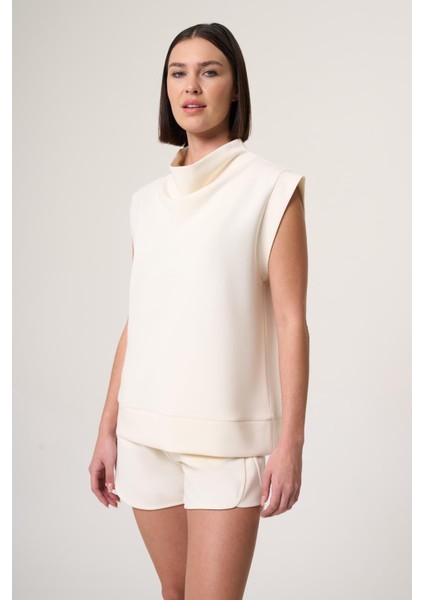 Rıby Ekru Modal Içerikli Dökümlü Yaka Tişört indirimleri