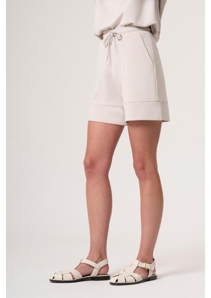 Ces Taş Rengi Modal Içerikli, Paça Detaylı Ultra Rahat Şort