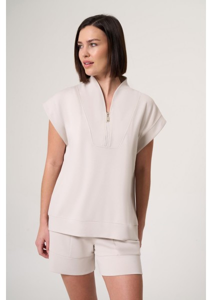 Rothley Taş Rengi Modal Içerikli, Fermuar Yaka Detaylı Tişört fiyatları