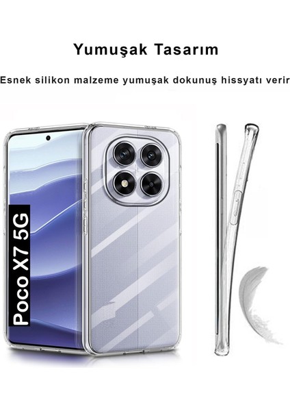 Poco X7 Kılıf Şeffaf Kamera Korumalı Esnek Yumuşak Silikon modelleri