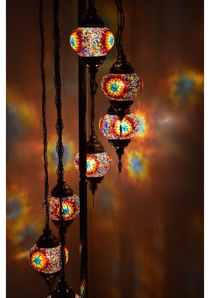 Lambader Çoklu Elişi Sarkıt Camlı, Mozaik Ayaklı Lambader, Dekoratif Köşe Lambası Model 1 modelleri