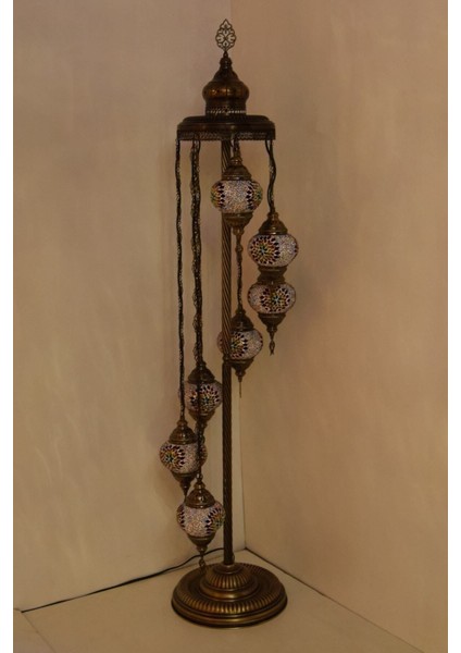 Lambader Çoklu Elişi Sarkıt Camlı, Mozaik Ayaklı Lambader, Dekoratif Köşe Lambası Model 1 indirimleri