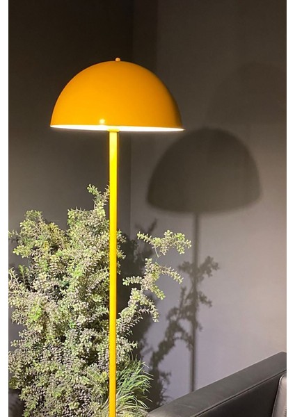 Sarı Lambader Modern Dekoratif Metal Salon Hol Çalışma Odası Zemin Lambası 170 cm Kablo