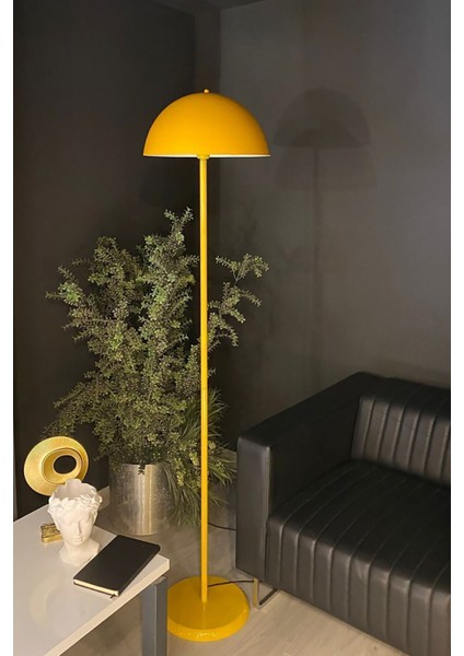Sarı Lambader Modern Dekoratif Metal Salon Hol Çalışma Odası Zemin Lambası 170 cm Kablo