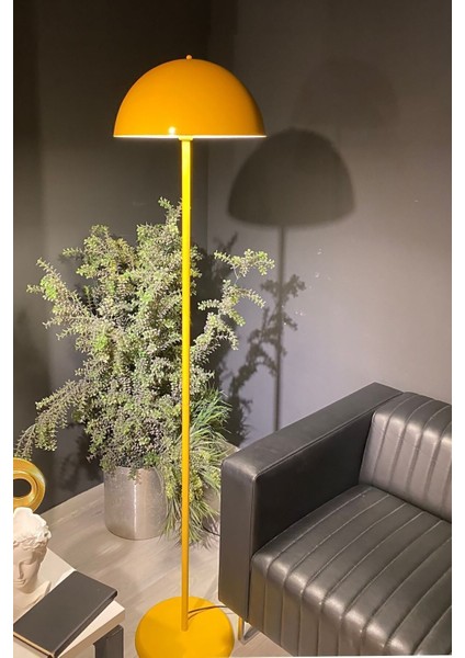 Sarı Lambader Modern Dekoratif Metal Salon Hol Çalışma Odası Zemin Lambası 170 cm Kablo