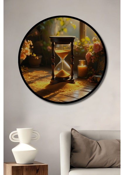 Altın Kum Saati Yağlı Boya Görünümlü Dekoratif Ahşap Ev/işyeri/ofis Yuvarlak Tablo fiyatları