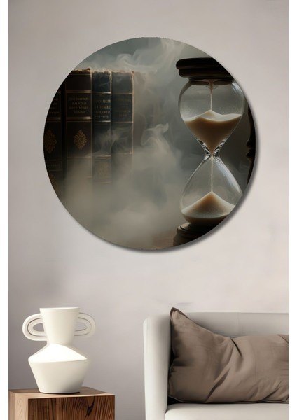 Sisli Zamanların Gizemli Kum Saati Dekoratif Ahşap Ev/işyeri/ofis Yuvarlak Tablo