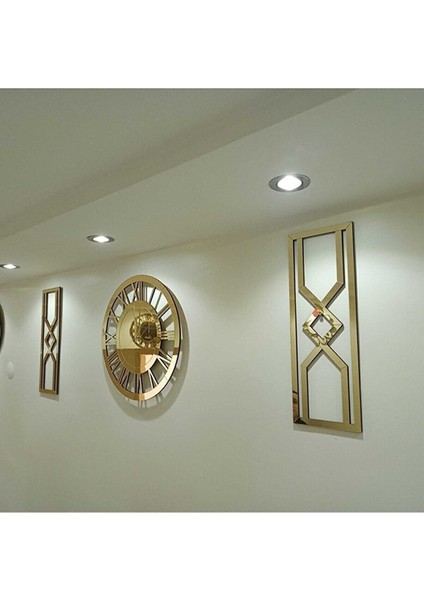 Modern Dekoratif Gold Aynalı Plexiglass Duvar Saati, 2 Adet Kum Saati Tasarım Tablo 3 Parça Set
