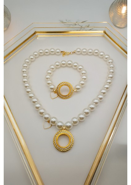 Kalpli Incili Çeyrekli Bileklik, Inci Çeyrekli Kolye , Çeyrek Altın Kolye Çeyrek Altın Set