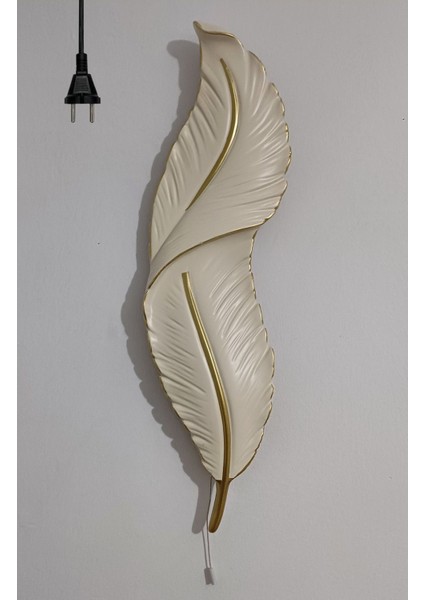 Tüy Aplik Ledli Dekoratif Duvar Aydınlatma 60 x 16 cm (Trafolu) Elektrik Bağlantılı