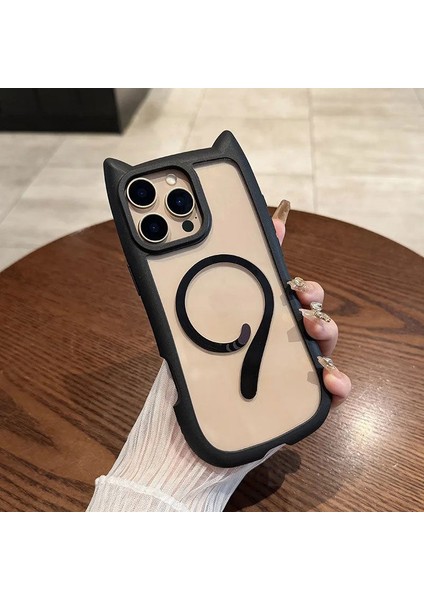 Apple iPhone 16 Pro Max Uyumlu Kılıf Zebana Magicat Silikon Kılıf (Kablosuz Şaj Destekli) Siyah