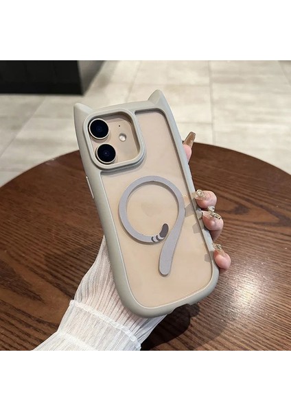 Apple iPhone 12 Uyumlu Kılıf Zebana Magicat Silikon Kılıf (Kablosuz Şaj Destekli) Gri