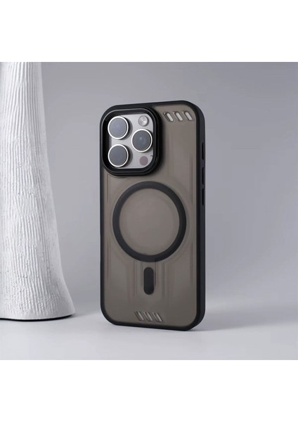 Apple iPhone 14 Pro Max Uyumlu Kılıf Zebana Vault Silikon Kılıf (Kablosuz Şarj Destekli) Siyah