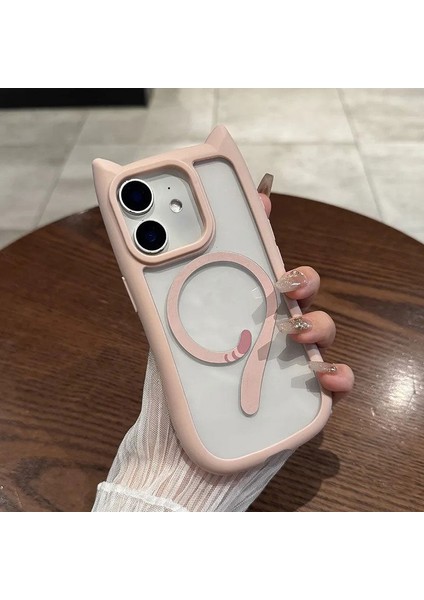 Apple iPhone 12 Uyumlu Kılıf Zebana Magicat Silikon Kılıf (Kablosuz Şaj Destekli) Pembe