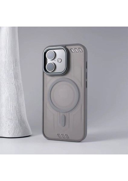 Apple iPhone 16 Plus Uyumlu Kılıf Zebana Vault Silikon Kılıf (Kablosuz Şarj Destekli) Gri