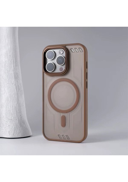 Apple iPhone 13 Pro Uyumlu Kılıf Zebana Vault Silikon Kılıf (Kablosuz Şarj Destekli) Desert Titanyum