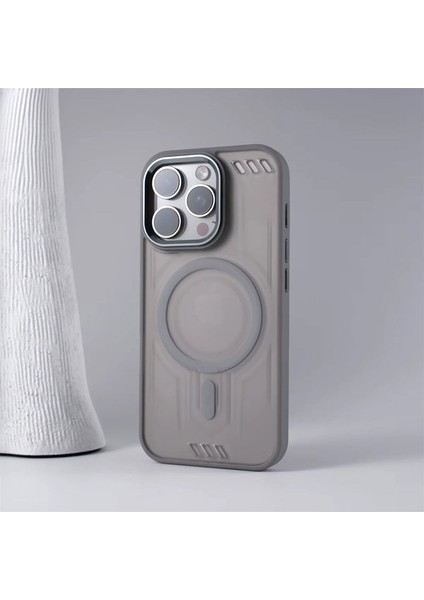 Apple iPhone 13 Pro Max Uyumlu Kılıf Zebana Vault Silikon Kılıf (Kablosuz Şarj Destekli) Gri