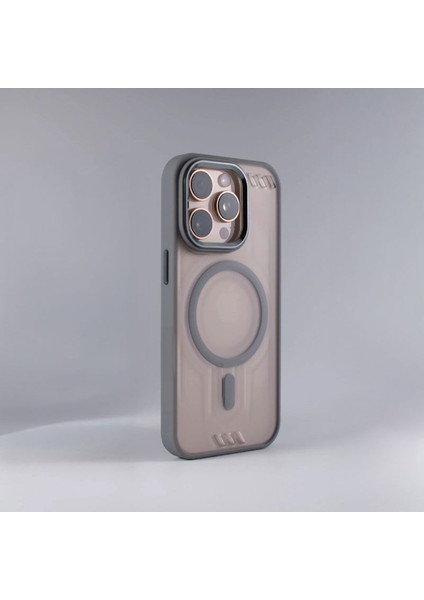 Apple iPhone 13 Pro Max Uyumlu Kılıf Zebana Vault Silikon Kılıf (Kablosuz Şarj Destekli) Gri
