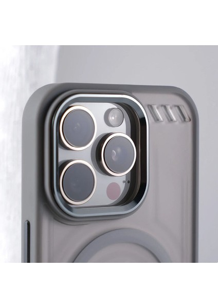 Apple iPhone 13 Pro Max Uyumlu Kılıf Zebana Vault Silikon Kılıf (Kablosuz Şarj Destekli) Gri
