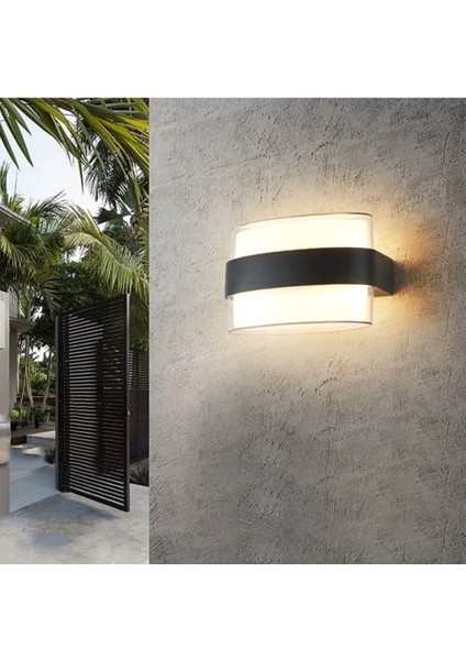 12 W Oreo Iki Yönlü LED Duvar Aplik - Sarı Işık (4000K) - Siyah - IP54 - 076-093-0010