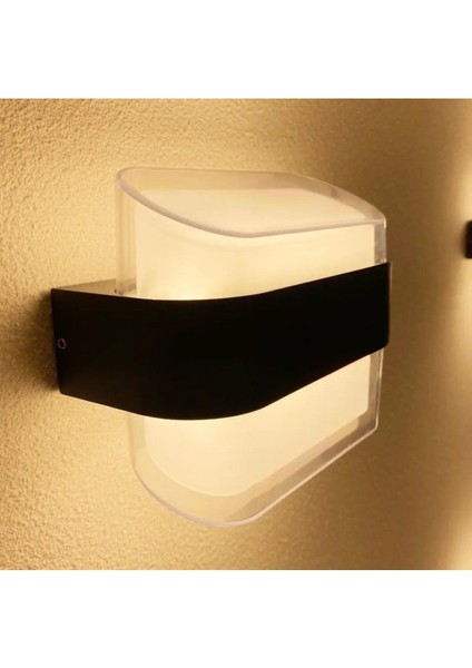 12 W Oreo Iki Yönlü LED Duvar Aplik - Sarı Işık (4000K) - Siyah - IP54 - 076-093-0010