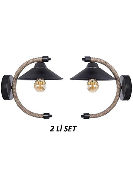 Sensei Siyah Halatlı Aplik 2li Set