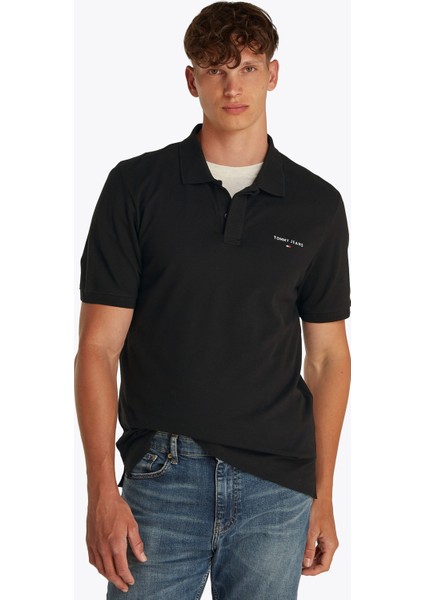 Siyah Erkek Polo T-Shirt DM0DM20914BDS Tjm Reg Lınear Polo