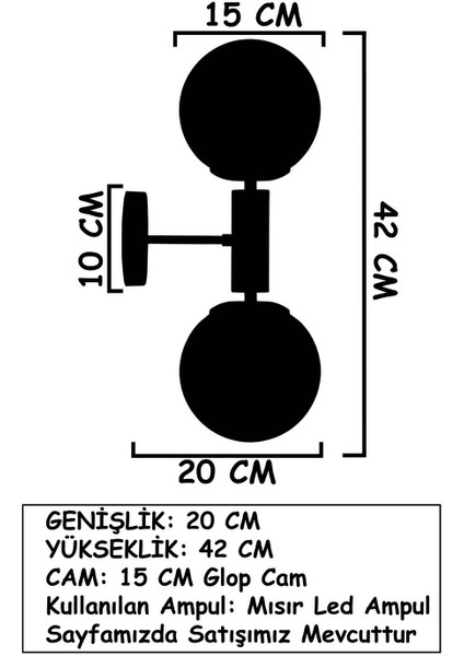 Hector Siyah Eskitme 2 Bal Camlı Aplik