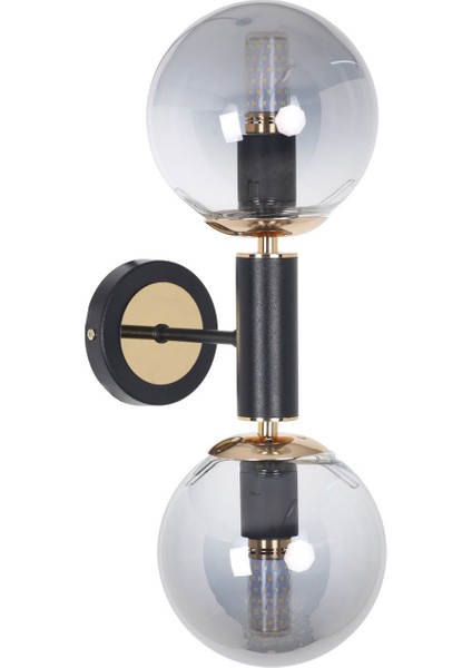 Hector Siyah Gold 2 Füme Camlı Aplik