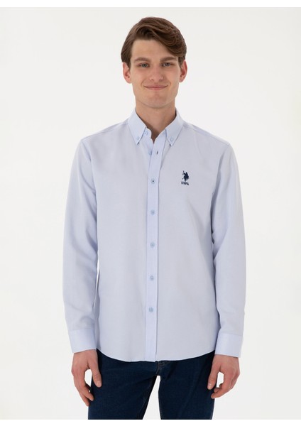 Regular Fit Gömlek Yaka Mavi Erkek Gömlek Goxreg