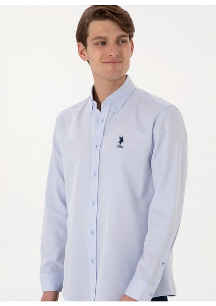 Regular Fit Gömlek Yaka Mavi Erkek Gömlek Goxreg modelleri