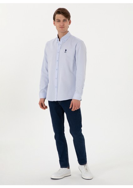 Regular Fit Gömlek Yaka Mavi Erkek Gömlek Goxreg fırsatları