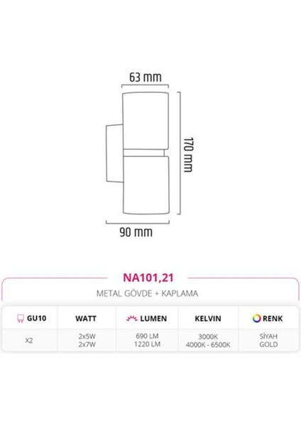 Çift Yönlü Iç Mekan Aplik Siyah Gold Md-A 5182-21 modelleri