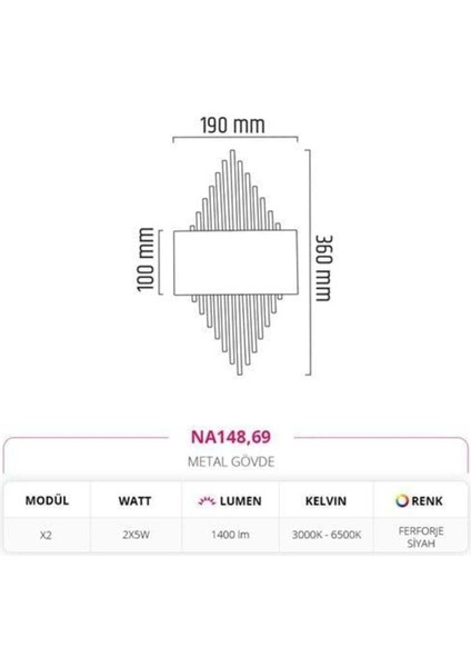Çift Yönlü Led'li Iç Mekan Aplik Ferforje Md-A 5206-59