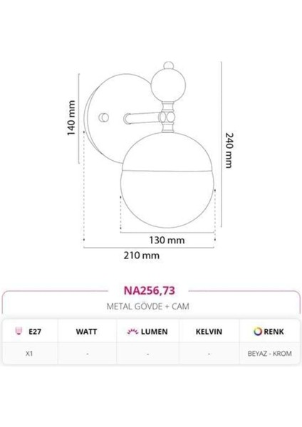 Dekoratif Iç Mekan Aplik Beyaz Krom Md-A 5259-73 fiyatları