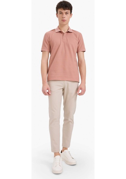 Regular Fit Polo Yaka Kısa Kollu Dokulu Waffle Polo Tişört D7652AX25SP