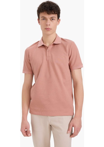 Regular Fit Polo Yaka Kısa Kollu Dokulu Waffle Polo Tişört D7652AX25SP