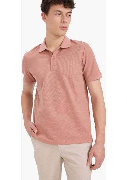 Regular Fit Polo Yaka Kısa Kollu Dokulu Waffle Polo Tişört D7652AX25SP