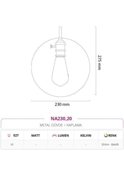 Dekoratif Iç Mekan Aplik Siyah Bakır Md-A 5239-20