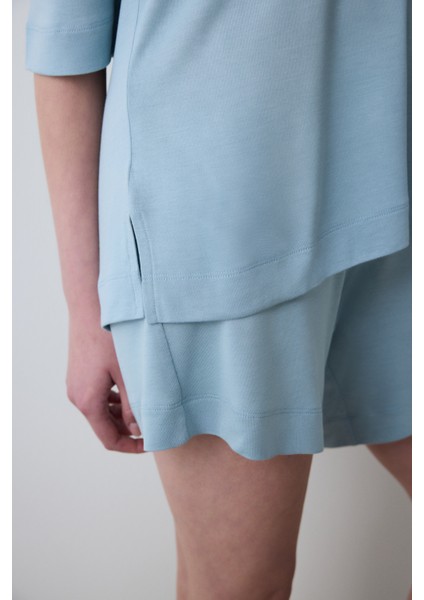 Collagen Açık Mavi Şortlu Pijama Takımı
