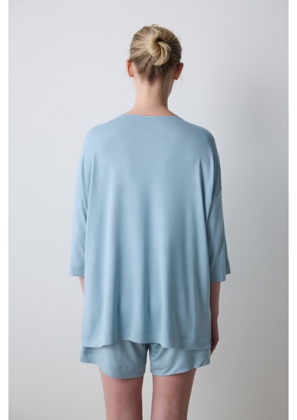 Collagen Açık Mavi Şortlu Pijama Takımı