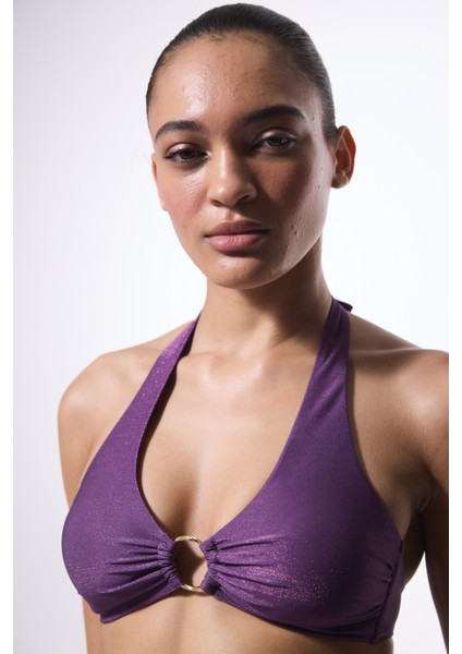 Mor Flora Hot Tokalı Bikini Üstü
