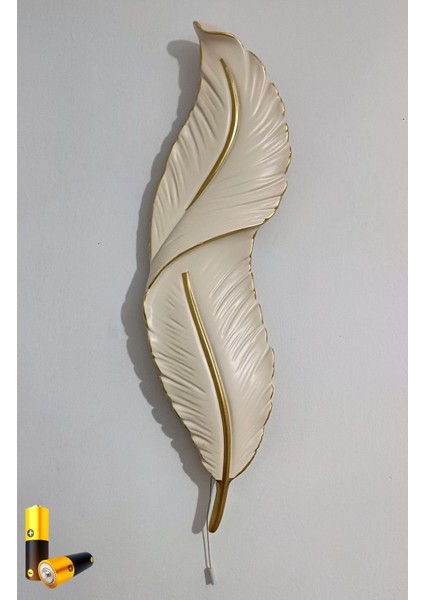 Tüy Aplik Ledli Pilli Duvar Aplik 60 x 16 cm | Dekoratif Duvar Aydınlatma | Şık Tasarım