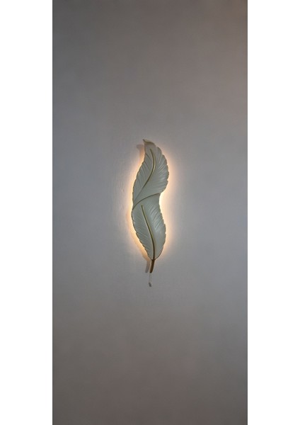 Tüy Aplik Ledli Pilli Duvar Aplik 60 x 16 cm | Dekoratif Duvar Aydınlatma | Şık Tasarım