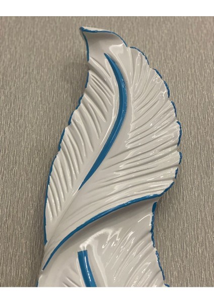 Tüy Aplik Led'li Pil'li Dekoratif Duvar Aydınlatma Krem-Mavi 60*16 cm