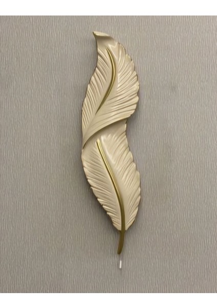 Tüy Aplik Led'li Pilli Dekoratif Duvar Aydınlatma Bej-Gold 60*16 cm