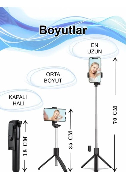 Ayaklı Siyah Mini Tripod