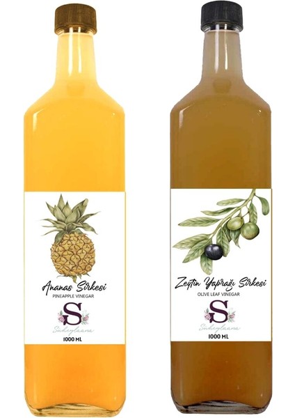 Doğal Ananas Sirkesi 1000 ml - Doğal Zeytin Yaprağı Sirkesi 1000 ml
