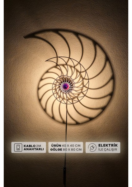 "nautilus" 2m Anahtarlı Dekoratif Desenli Gölge Aplik