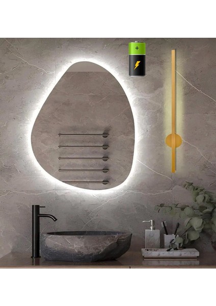 Modern Dekoratif Pilli LED Duvar Aplik Eskitme 70 cm ( 1 Adet )